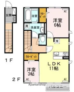 東京都小金井市前原町3丁目【アパート】の間取り