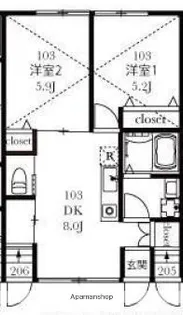東京都杉並区宮前3丁目【アパート】の間取り