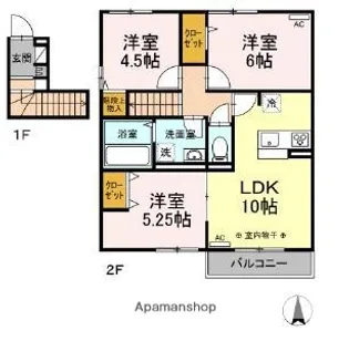 東京都小金井市前原町2丁目【アパート】の間取り