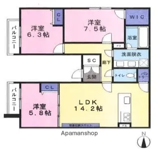 東京都三鷹市井口3丁目【アパート】の間取り