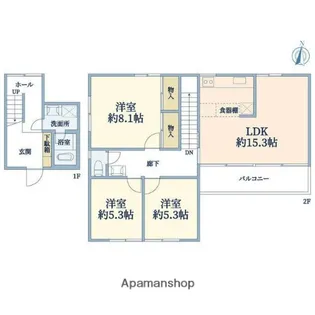 東京都小金井市中町3丁目【テラスハウス】の間取り