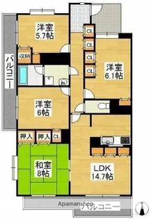 東京都西東京市芝久保町1丁目【マンション】の間取り