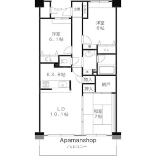 アソシエール野方【3階】の間取り