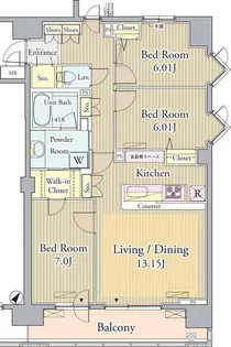 PRIME URBAN 東中野 COURT【6階】の間取り