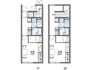 レオパレスメイプルコートⅠ号館【1階】の間取り