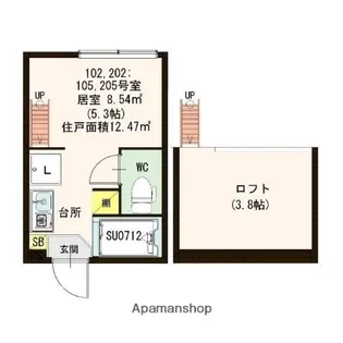 ファーストハウス北新宿【102号室】の間取り