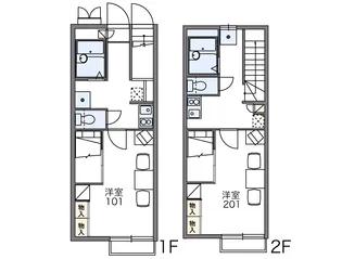 レオパレスモトウイング【2階】の間取り