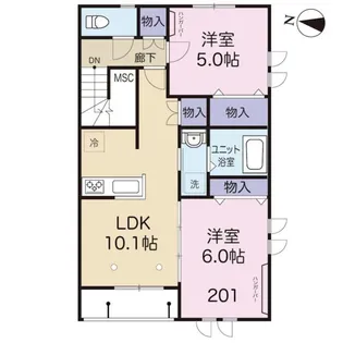 アルデーラ中野【2階】の間取り