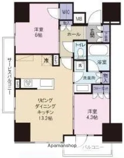 サンウッド東中野【7階号室】の間取り
