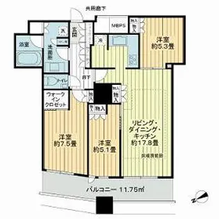 ザ・パークハウス西新宿タワー60【39階】の間取り