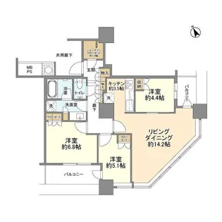 ザ・パークハウス西新宿タワー60【31階】の間取り