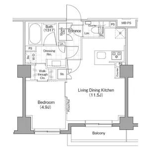 ザ・パークハビオ新宿【1階】の間取り