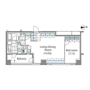コンフォリア新宿イーストサイドタワーアネックス【4階】の間取り