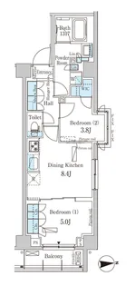 パークアクシス市谷加賀町【2階】の間取り