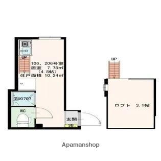 STAGE中野Ⅲ【206号室号室】の間取り