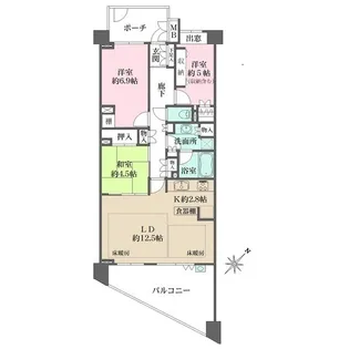 桜上水南パークハウス【4階】の間取り