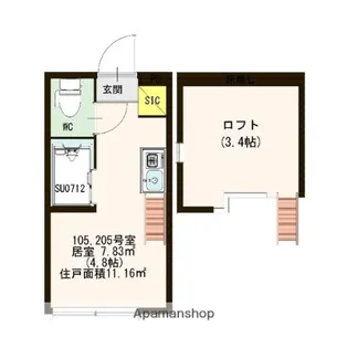 ハーモニーテラス高円寺南Ⅱ【105号室号室】の間取り