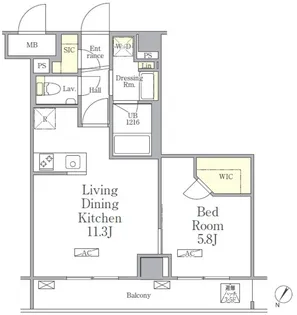 1LDKの間取り画像