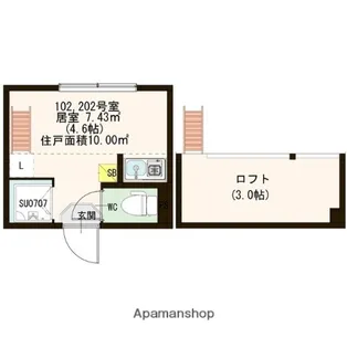 SUN BLOOM 中落合【102号室号室】の間取り