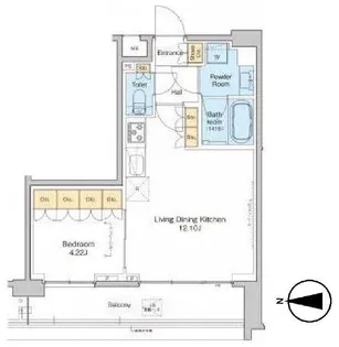 プラウドフラット中野【1階】の間取り