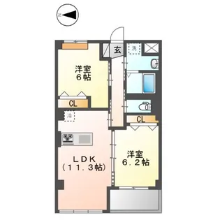 ゼファー上石【2階】の間取り