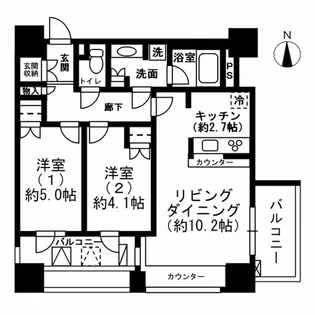 レジディア市ヶ谷【7階】の間取り