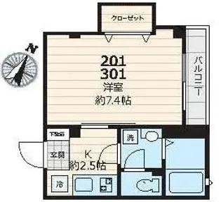 フローラヒエモト【201号室号室】の間取り