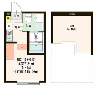 シャンペル三園【1階】の間取り
