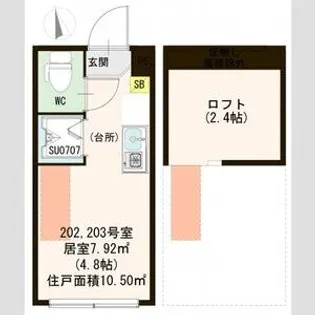 ハーモニーテラス高円寺南Ⅴ【2階】の間取り