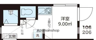 QUQURI北新宿【206号室】の間取り