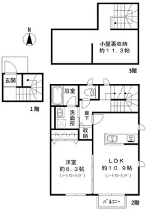 ミント武蔵野【2階】の間取り