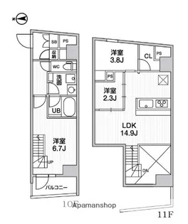 ALTERNA中野【10階】の間取り