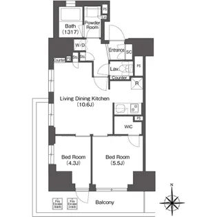 コンフォリア東新宿【5階】の間取り
