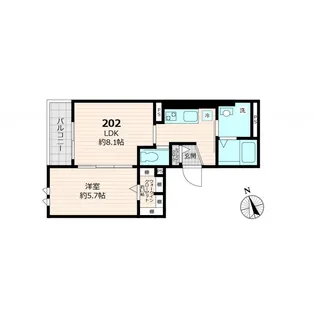 CHOUCHOU TOKIWADAI 仮称 シュシュ常盤台【202号室号室】の間取り