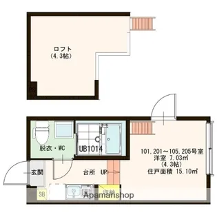 ハーモニーテラス蓮沼町【105号室号室】の間取り