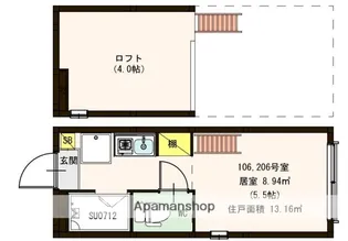 アッシュコート大山【'206号室】の間取り