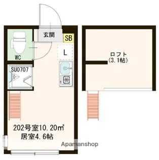 コンフォタリア高田馬場【202号室号室】の間取り