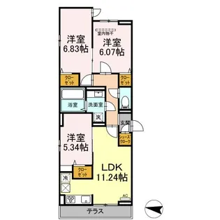アナシエ赤塚【1階】の間取り