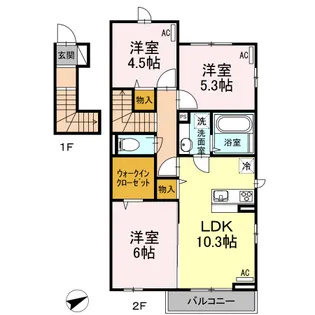 ウエストパーク西台【2階】の間取り