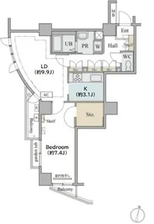 コラム神泉【12階】の間取り