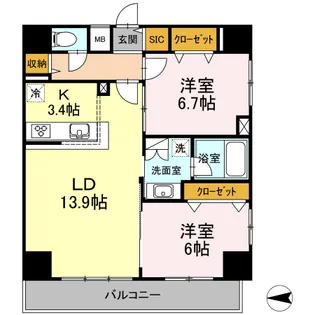 DーROOM早稲田【10階】の間取り