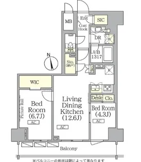 ザ・パークハビオ神楽坂レジデンスSOUTH【2階】の間取り