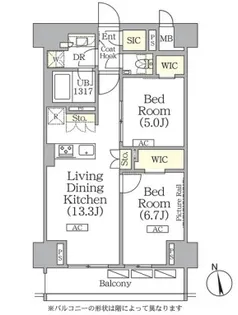 ザ・パークハビオ神楽坂レジデンスSOUTH【2階】の間取り