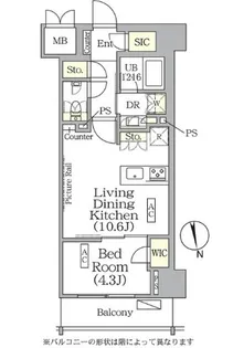 ザ・パークハビオ神楽坂レジデンスSOUTH【7階】の間取り