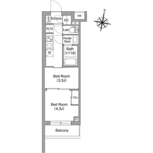 コンフォリア・リヴ東中野【2階】の間取り