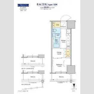 プラウドフラット四谷三丁目【10階】の間取り