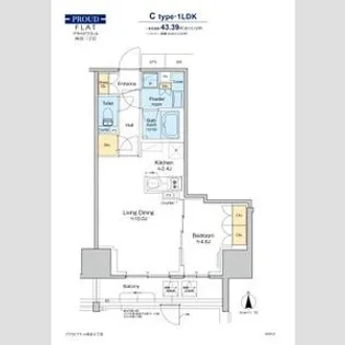 プラウドフラット四谷三丁目【4階】の間取り