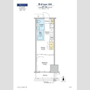 プラウドフラット四谷三丁目【8階】の間取り