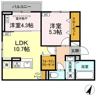 セレスティア坂下【2階】の間取り