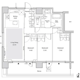 ザ・パークハビオ代々木【7階】の間取り